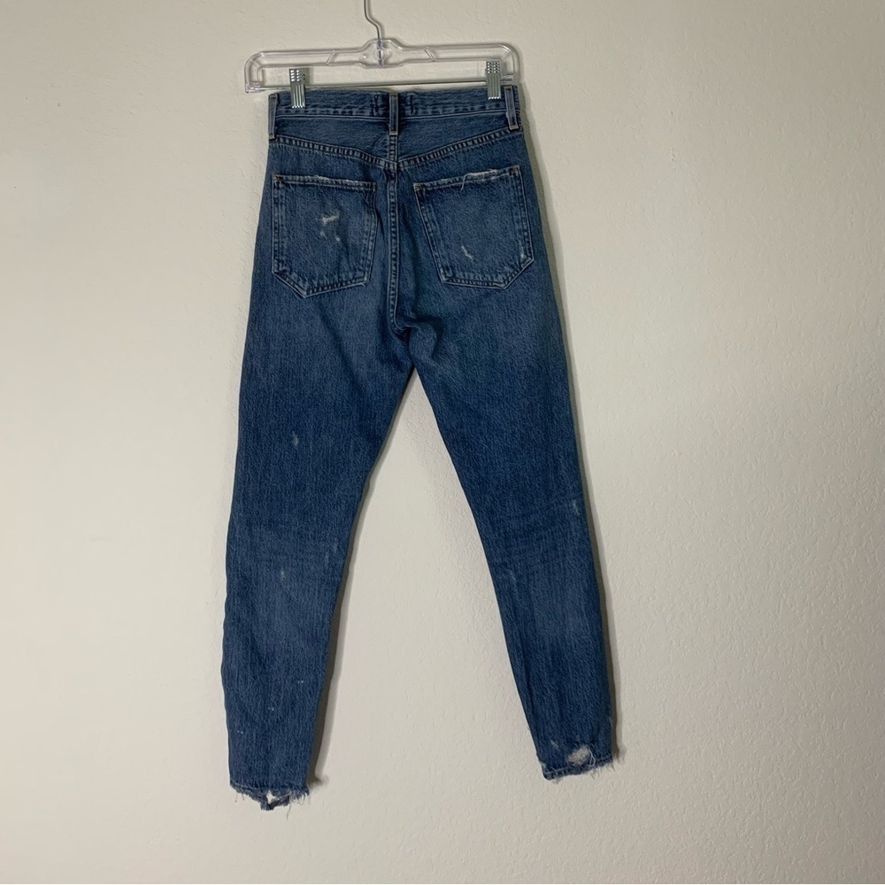 Agolde Womens blue Jamie distressed high rise skinny chewed hem jeans 23 - Picture 7 of 11